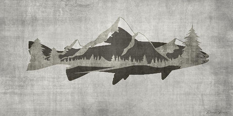 Mountain Trout Black Ornate Wood Framed Art Print with Double Matting by Brown, Denise