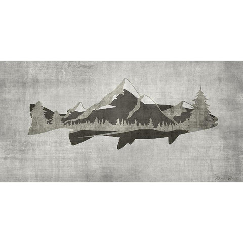 Mountain Trout White Modern Wood Framed Art Print by Brown, Denise