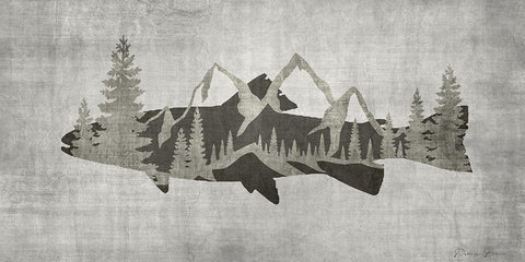 Mountain Trout 2 White Modern Wood Framed Art Print with Double Matting by Brown, Denise