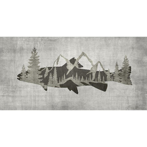 Mountain Trout 2 White Modern Wood Framed Art Print by Brown, Denise