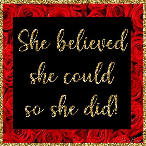 She Believed She Could Black Ornate Wood Framed Art Print with Double Matting by Brown, Denise