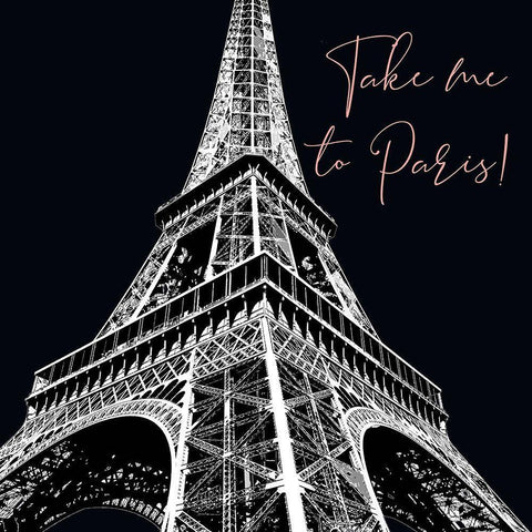 Take Me To Paris Black Ornate Wood Framed Art Print with Double Matting by Brown, Denise