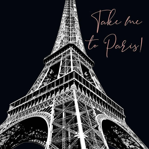 Take Me To Paris Black Modern Wood Framed Art Print by Brown, Denise