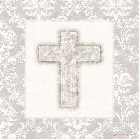 Cast Your Cares Cross Black Modern Wood Framed Art Print by Brown, Denise