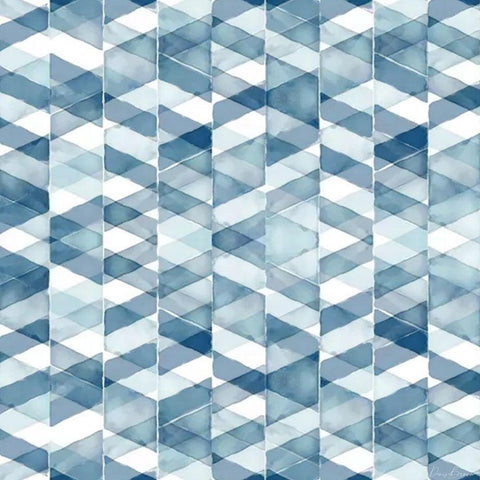 Blue Geometric 1 Black Ornate Wood Framed Art Print with Double Matting by Brown, Denise