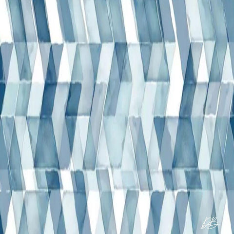 Blue Geometric 2 Black Ornate Wood Framed Art Print with Double Matting by Brown, Denise