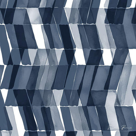 Blue Geometric 2 Pantone Flat White Modern Wood Framed Art Print by Brown, Denise