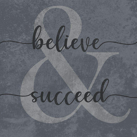 Believe and Succeed Black Ornate Wood Framed Art Print with Double Matting by Brown, Denise