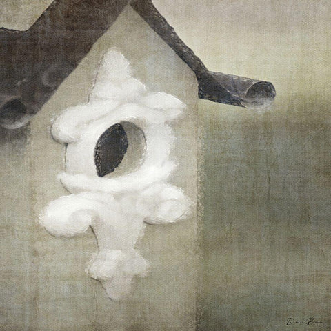 Bird House White Modern Wood Framed Art Print by Brown, Denise