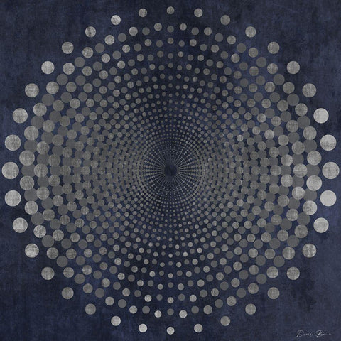 Dark Geometric Circles 1 Black Modern Wood Framed Art Print with Double Matting by Brown, Denise