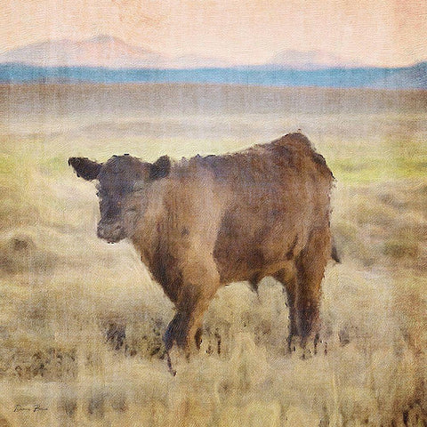 Cow White Modern Wood Framed Art Print with Double Matting by Brown, Denise