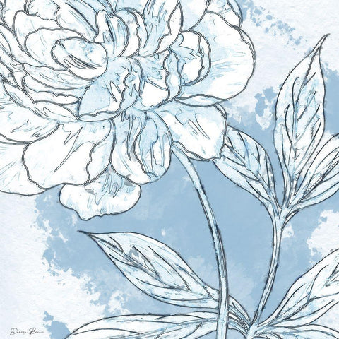 Blue Floral 2 Gold Ornate Wood Framed Art Print with Double Matting by Brown, Denise