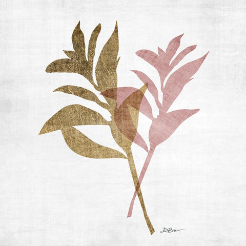 Blush Foliage 2 Black Ornate Wood Framed Art Print with Double Matting by Brown, Denise