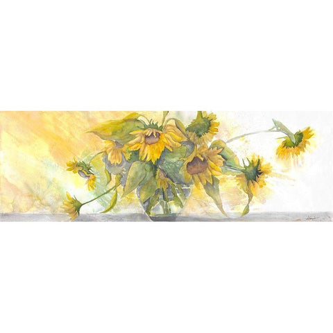 Sun Kissed Sunflowers Black Modern Wood Framed Art Print by Charest, Doris