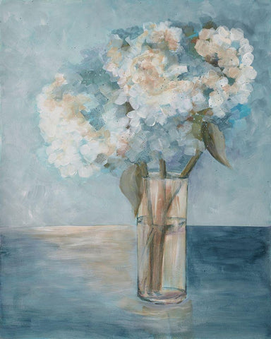 Serenity Flowers 1 White Modern Wood Framed Art Print with Double Matting by Charest, Doris