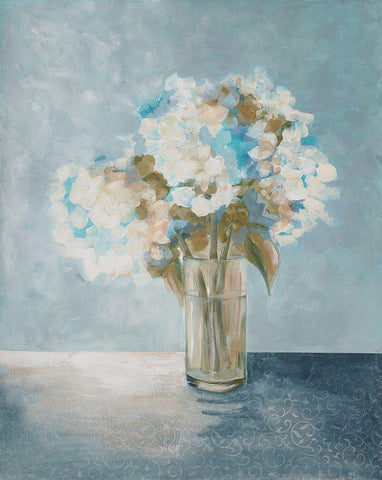 Serenity Flowers 2 White Modern Wood Framed Art Print with Double Matting by Charest, Doris