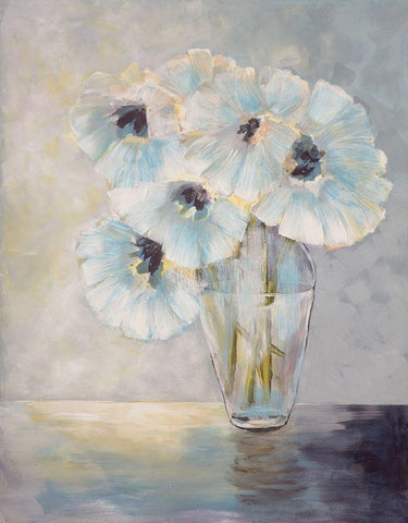 White Blooms White Modern Wood Framed Art Print with Double Matting by Charest, Doris