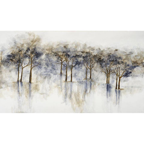 Misty Woods 1 Black Modern Wood Framed Art Print with Double Matting by Charest, Doris