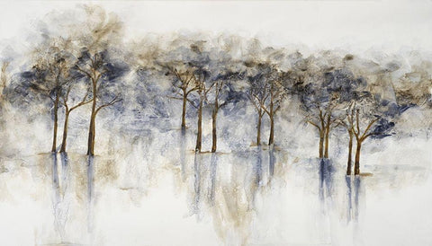 Misty Woods 1 Black Ornate Wood Framed Art Print with Double Matting by Charest, Doris