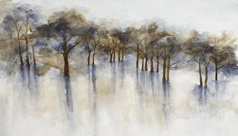 Misty Woods 2 White Modern Wood Framed Art Print with Double Matting by Charest, Doris