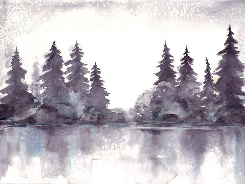 Purple Forest White Modern Wood Framed Art Print with Double Matting by Charest, Doris