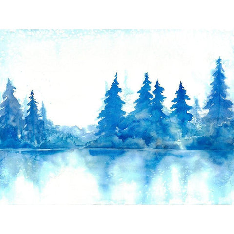 Blue Forest White Modern Wood Framed Art Print by Charest, Doris