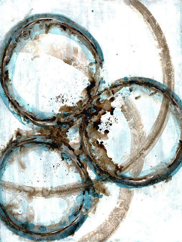 Blue Blowout 3 White Modern Wood Framed Art Print with Double Matting by Charest, Doris