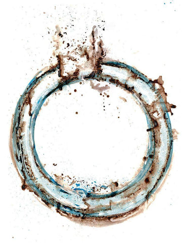 Blue Blowout 4 White Modern Wood Framed Art Print with Double Matting by Charest, Doris