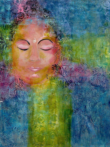 Calm Meditation 3 White Modern Wood Framed Art Print with Double Matting by Charest, Doris