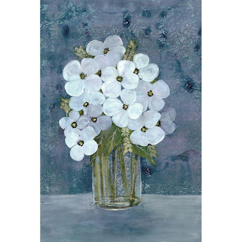 White Floral Blues 2 White Modern Wood Framed Art Print by Charest, Doris