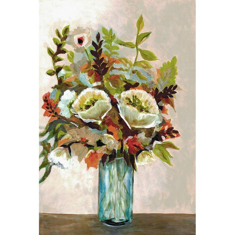 Bright Excited Florals Gold Ornate Wood Framed Art Print with Double Matting by Charest, Doris