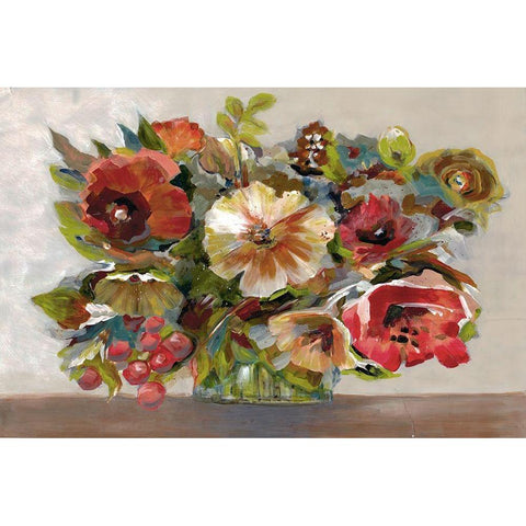 Bright Excited Florals 2 Black Modern Wood Framed Art Print with Double Matting by Charest, Doris