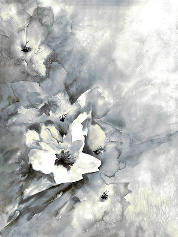 Mundane Florals 2 White Modern Wood Framed Art Print with Double Matting by Charest, Doris