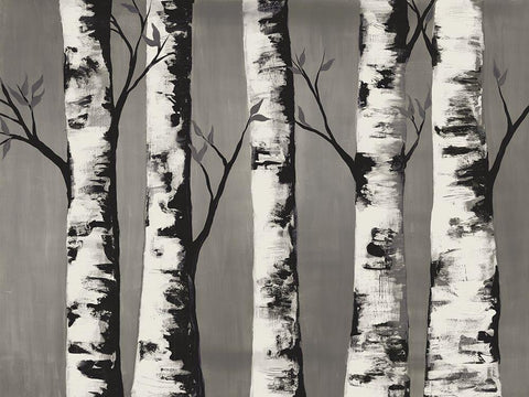 Birch Backwoods Black Ornate Wood Framed Art Print with Double Matting by Charest, Doris