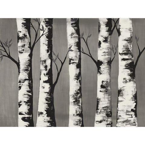 Birch Backwoods White Modern Wood Framed Art Print by Charest, Doris