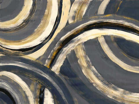 Semi Circles Black Ornate Wood Framed Art Print with Double Matting by Charest, Doris