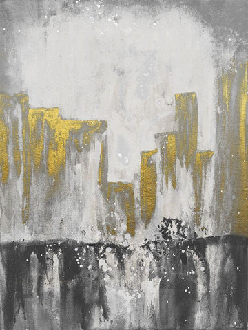 Golden City Glow 2 White Modern Wood Framed Art Print with Double Matting by Charest, Doris