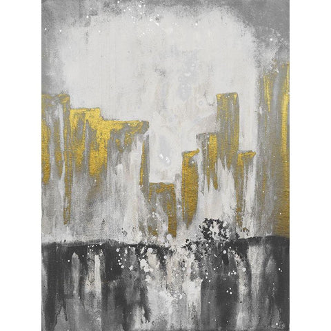 Golden City Glow 2 Black Modern Wood Framed Art Print with Double Matting by Charest, Doris