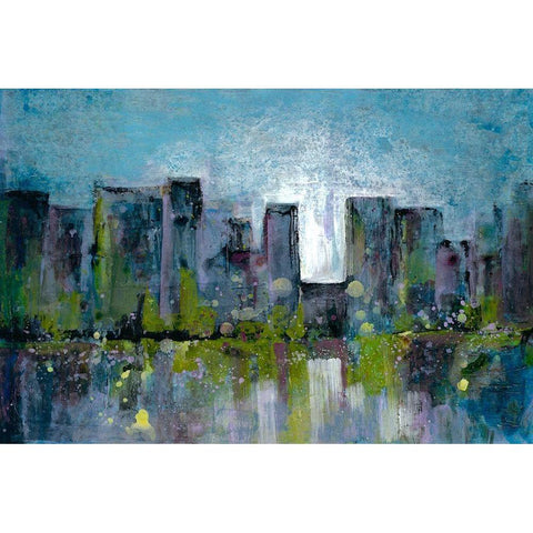 City Nights 2 Black Modern Wood Framed Art Print by Charest, Doris