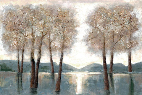 Approaching Woods White Modern Wood Framed Art Print with Double Matting by Charest, Doris