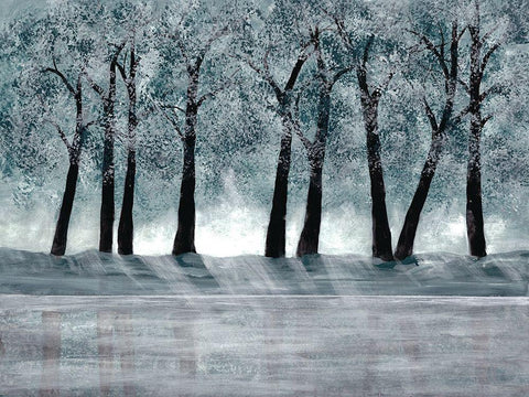 Blue Forest White Modern Wood Framed Art Print with Double Matting by Charest, Doris