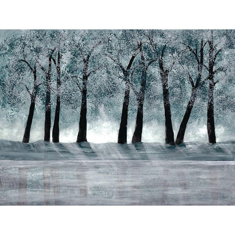 Blue Forest Black Modern Wood Framed Art Print by Charest, Doris