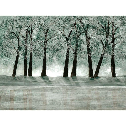 Green Forest 1 Black Modern Wood Framed Art Print with Double Matting by Charest, Doris