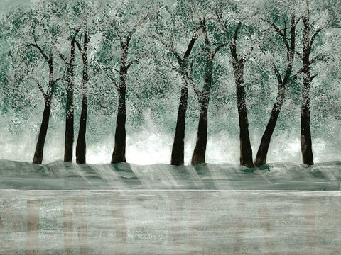 Green Forest 1 Black Ornate Wood Framed Art Print with Double Matting by Charest, Doris