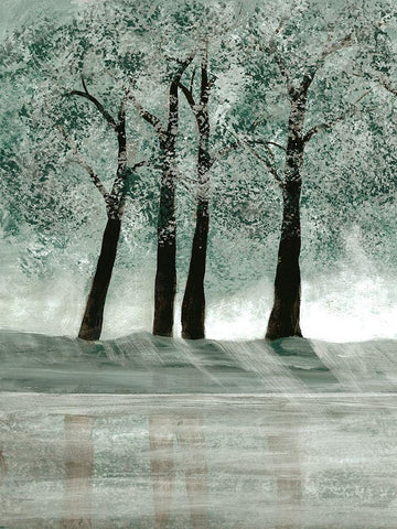 Green Forest 2 Black Ornate Wood Framed Art Print with Double Matting by Charest, Doris
