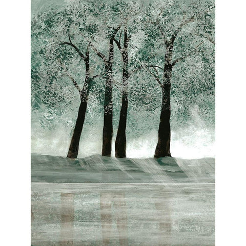 Green Forest 2 Black Modern Wood Framed Art Print by Charest, Doris