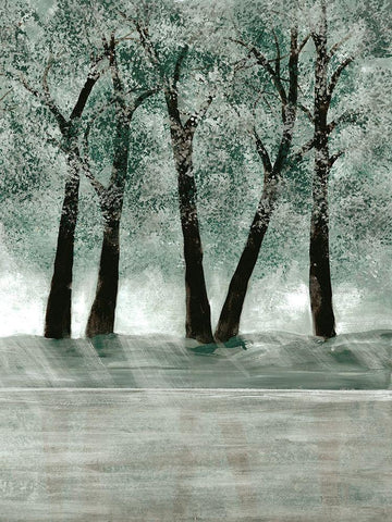 Green Forest 3 White Modern Wood Framed Art Print with Double Matting by Charest, Doris
