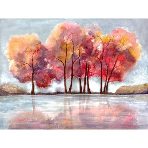 Lake Foliage Gold Ornate Wood Framed Art Print with Double Matting by Charest, Doris