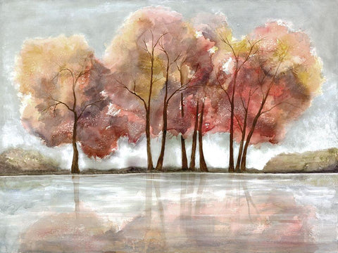 Lakeside Forest White Modern Wood Framed Art Print with Double Matting by Charest, Doris
