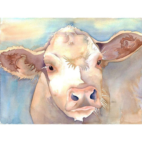 Watching Cattle 1 Gold Ornate Wood Framed Art Print with Double Matting by Charest, Doris